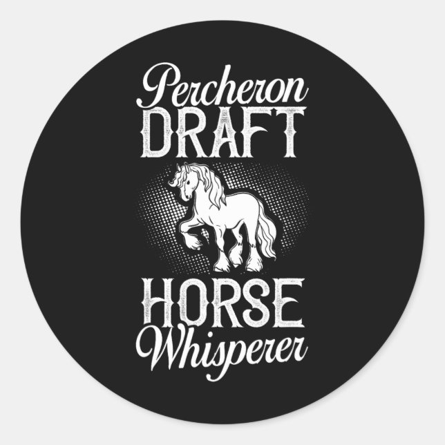 Sticker Rond Percheron Ébauche Cheval Cheval Équitation Équestr (Devant)