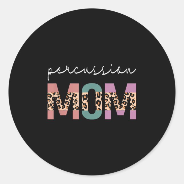Sticker Rond Percussion Maman Funny Drum Drummer Maman Leopard (Devant)