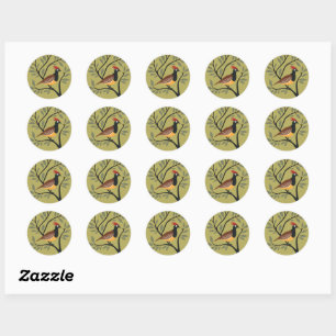Sticker Rond Perdrix-Oiseau Et Rameaux Chargés De Poires 4