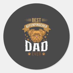 Sticker Rond Père Affenpinscher empreintes de pattes de chien v