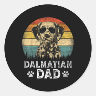 Sticker Rond Père dalmate vintage Amoureux de les chiens père &
