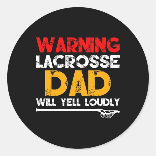 Sticker Rond Père de lacrosse - Avertissement - Cadeau de la fê (Devant)