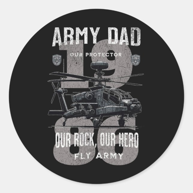 Sticker Rond Père de l'armée Fête des pères militaire Apache He (Devant)