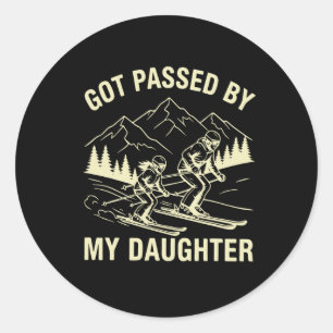 Sticker Rond Père de ski drôle obtenu Péd By Ma Fille Vintage