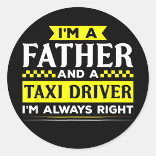 Sticker Rond Père du taxi drôle de chauffeur de taxi papa
