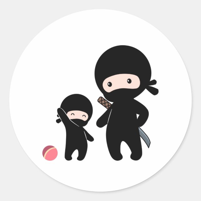 Sticker Rond Père et enfant Ninja (Devant)