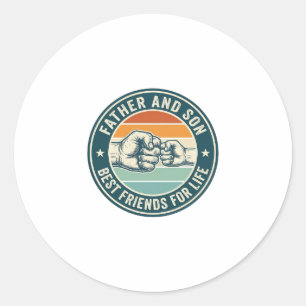 Sticker Rond Père et Fils Meilleurs Amis Chemise Vintage Fist B