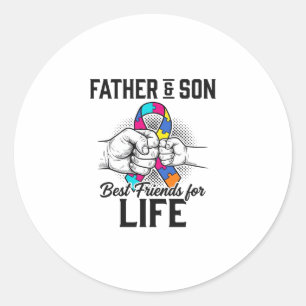 Sticker Rond Père et Fils Meilleurs Amis pour la Vie Puzzle Rub