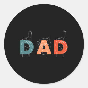Sticker Rond Père Fête des pères Sourd-muet Langue des signes