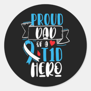Sticker Rond Père Fier D'Un Héros T1D Type 1 Diabète Papa Lauré