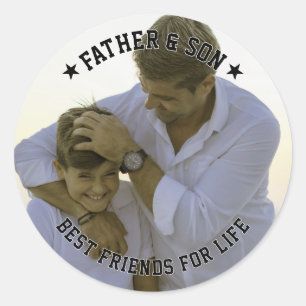 Sticker Rond Père & Fils Photo personnalisée Meilleure Fête des