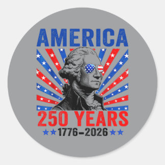 Sticker Rond Père Fondateur Vintage 250 Ans Aamerica 4 Juillet