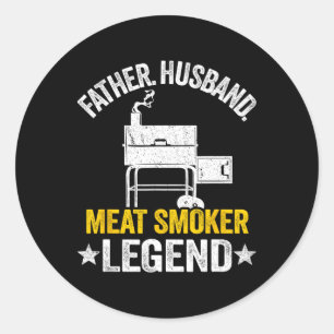 Sticker Rond Père Huse Viande Fumeur Légende Griller Papa Viand