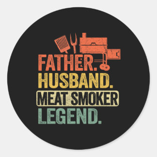 Sticker Rond Père Huse Viande Fumeur Légende Griller Papa Viand