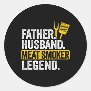 Sticker Rond Père Huse Viande Fumeur Légende Griller Papa Viand