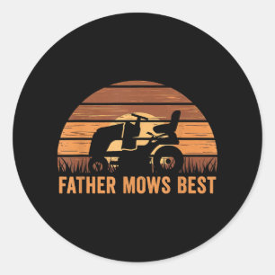 Sticker Rond Père Mows Meilleur soin de pelouse Papa Mowing Gar