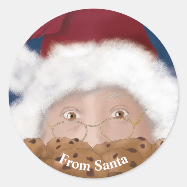 Sticker Rond Père Noël à l'aquarelle Noël (Devant)