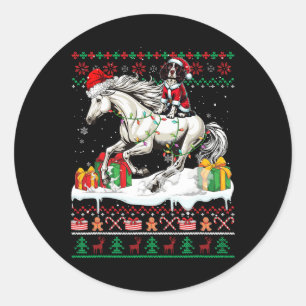 Sticker Rond Père Noël Anglais Springer espagnol équitation Che