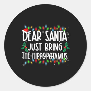 Sticker Rond Père Noël Apporte Simplement L'Hippopotame Noël Fa