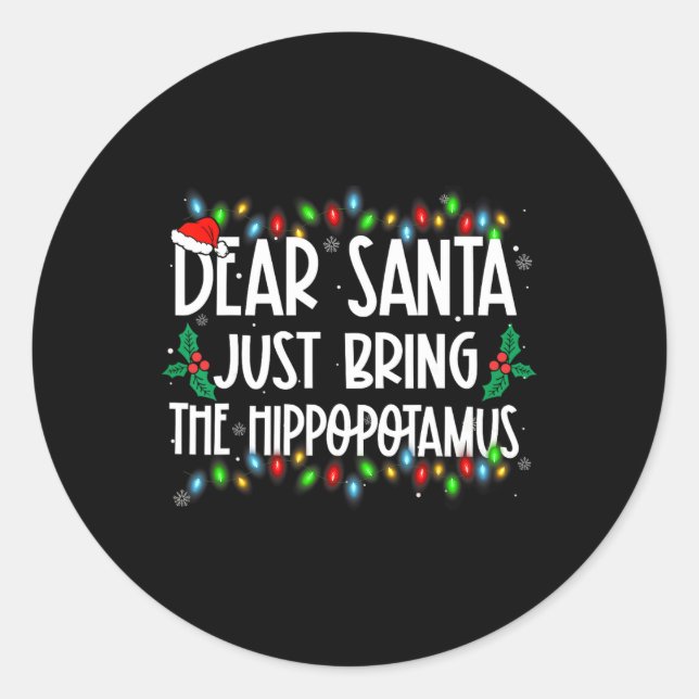 Sticker Rond Père Noël Apporte Simplement L'Hippopotame Noël Fa (Devant)