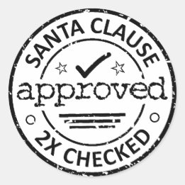 Sticker Rond Père Noël Approuvé 2 x Noël Vérifié