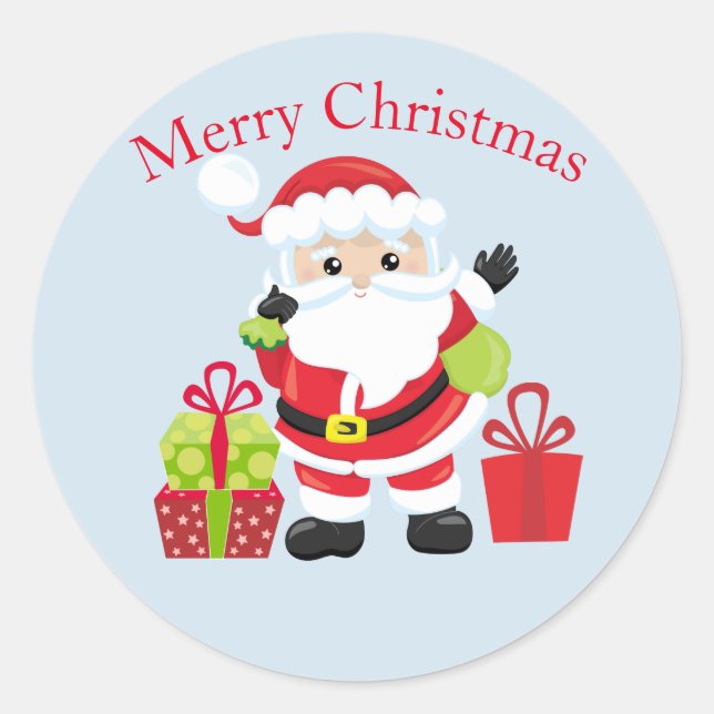 Sticker Rond Père Noël avec cadeaux (Devant)