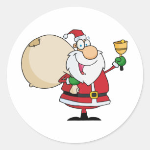 Sticker Rond Père Noël avec Jingle Bell