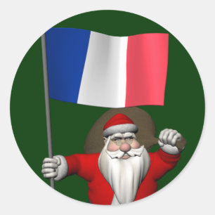 Sticker Rond Père Noël avec l'enseigne de France