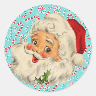 Sticker Rond Père Noël avec menthe poivrée
