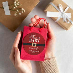 Sticker Rond Père Noël Baby   Baby shower de Noël