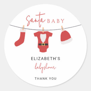 Sticker Rond Père Noël Baby Baby shower Vêtements Noël
