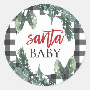 Sticker Rond Père Noël Baby Christmas Baby shower