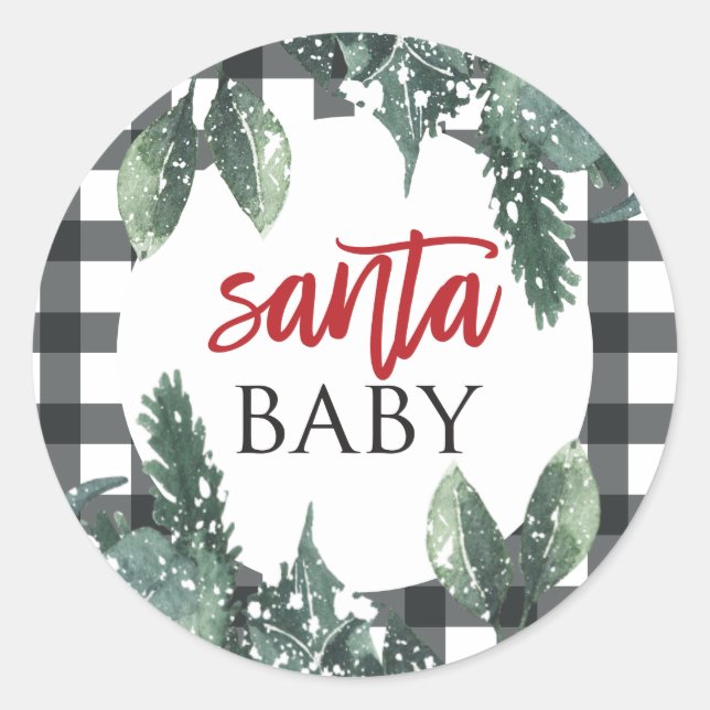 Sticker Rond Père Noël Baby Christmas Baby shower (Devant)
