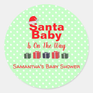 Sticker Rond Père Noël Baby Christmas Baby shower