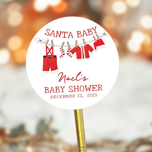 Sticker Rond Père Noël Baby Christmas Baby shower (Créateur téléchargé)