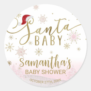 Sticker Rond Père Noël Baby Christmas Girl Baby shower