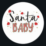 Sticker Rond Père Noël Baby Christmas Holiday Type de fête<br><div class="desc">Sticker.</div>