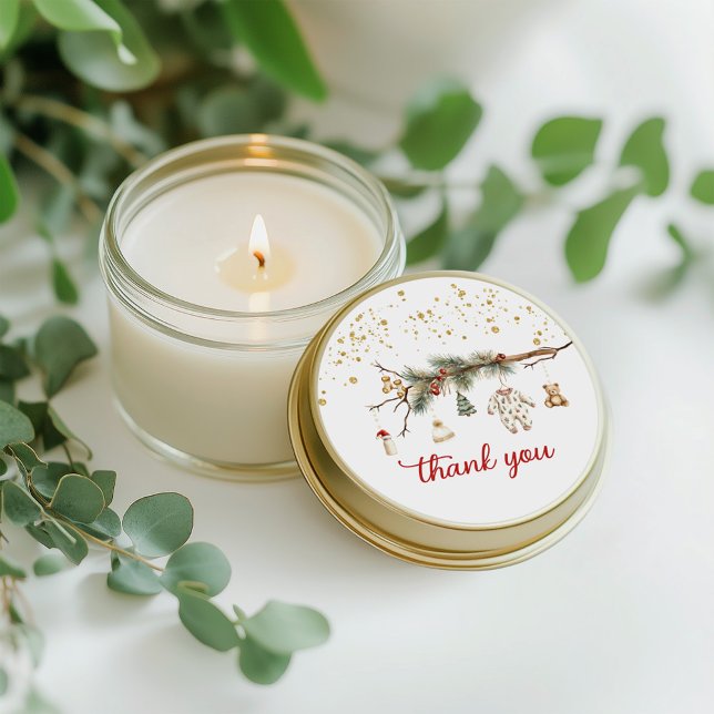 Sticker Rond Père Noël Baby Winter baby shower merci (Créateur téléchargé)