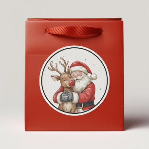 Sticker Rond Père Noël & Beer Heart Orament - Trending Now