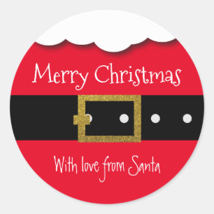 Sticker Rond Père Noël Belt Joyeux Noël Personnalisé