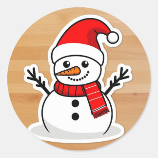 Sticker Rond Père Noël bonhomme de neige adorable