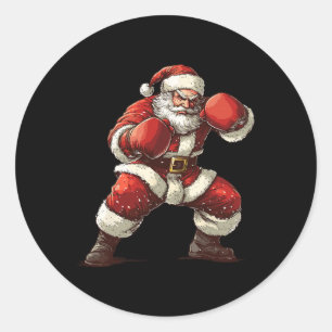 Sticker Rond Père Noël Boxe Xmas Mixed martial art Muay Thai Lo