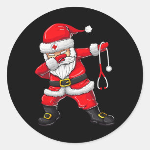 Sticker Rond Père Noël Chemise Noël Scrub Top Femmes Drôle Infi