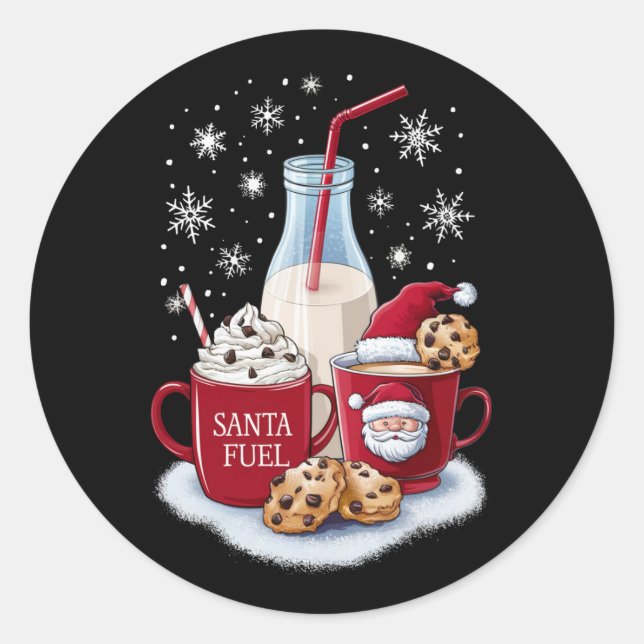 Sticker Rond Père Noël Christmas Milk and Cookies Latte Family  (Devant)