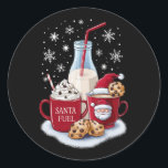 Sticker Rond Père Noël Christmas Milk and Cookies Latte Family<br><div class="desc">Père Noël Christmas Milk and Cookies Latte Family Xmas</div>
