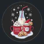 Sticker Rond Père Noël Christmas Milk and Cookies Latte Family<br><div class="desc">Père Noël Christmas Milk and Cookies Latte Family Xmas</div>