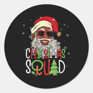 Sticker Rond Père Noël Christmas Squad Black Men African Americ
