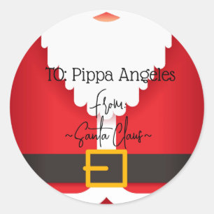 Sticker Rond Père Noël Coat et ceinture marque cadeau de Noël é