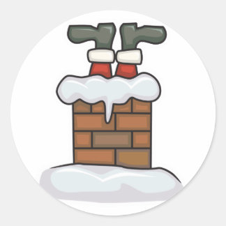 Sticker Rond père Noël coincé dans la cheminée