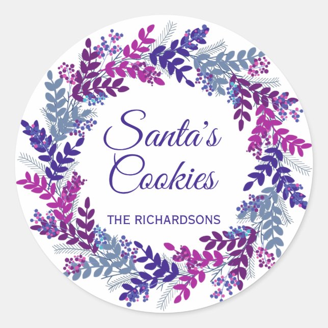 Sticker Rond Père Noël Cookies Purple Christmas Wreath (Devant)